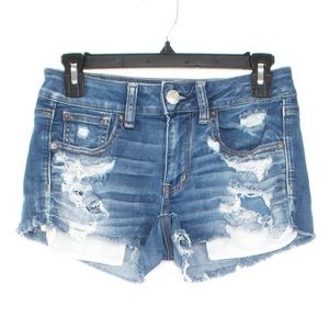 American Eagle Outfitters - shortie - super stretch - ripped jean shorts